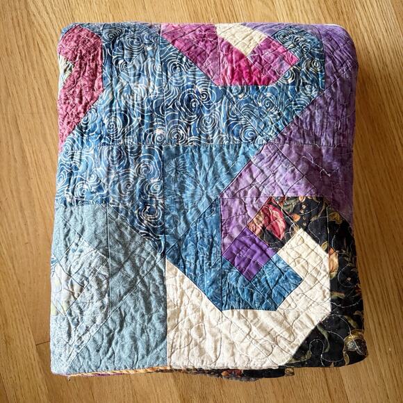 Handmade Snail Trail Quilt Multicolored 69”x77” - Picture 7 of 7